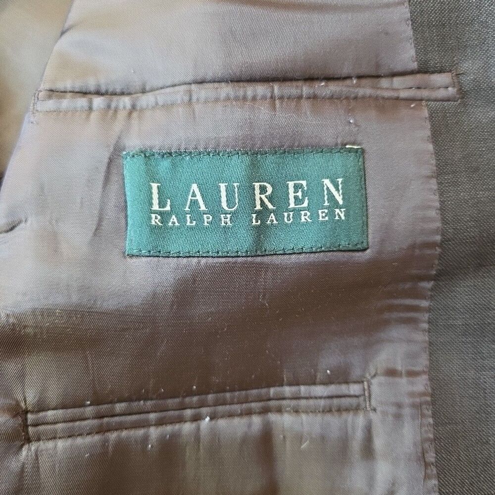 LRL Ralph Lauren Classic Charcoal Brown 100% Wool Blazer Jacket 44R - Picture 9 of 11